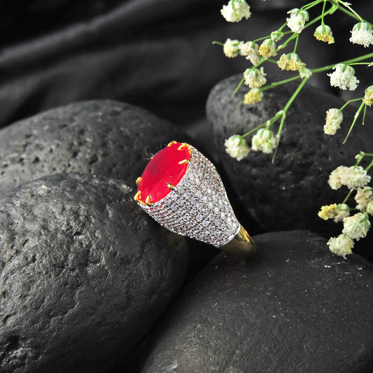 Ornate Ruby Silver Ring -Dvynlove