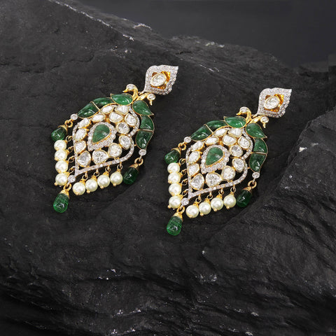 Beautiful Peacock Diamond & Polki Earring