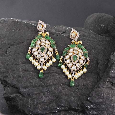 Beautiful Peacock Diamond & Polki Earring