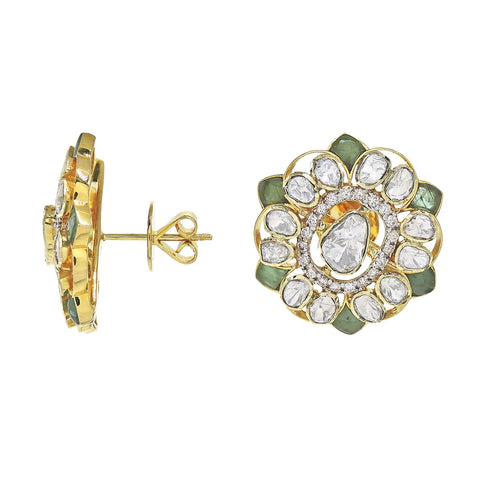 Polki Earring With Diamond And Emerald
