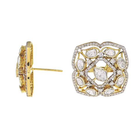 Polki Earring With Gold and Diamond