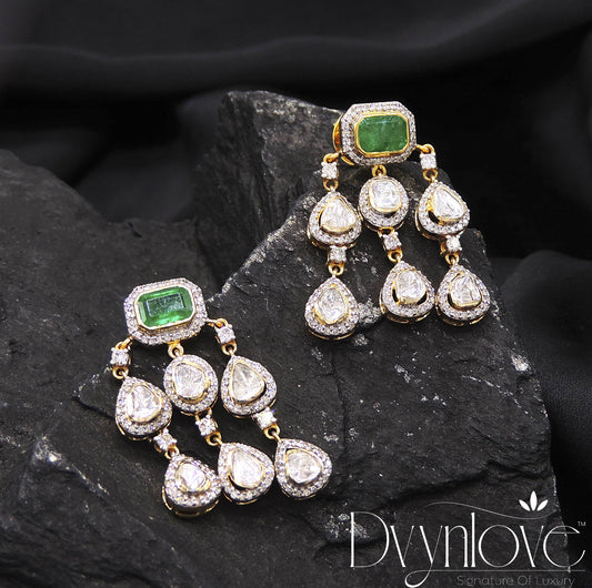 Emerald Polki Cascade Earrings - Earrings