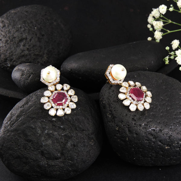 Radiant Ruby and Gold Elegance Earrings