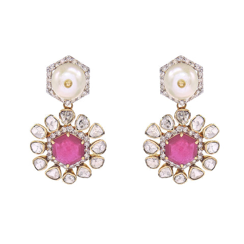 Radiant Ruby and Gold Elegance Earrings