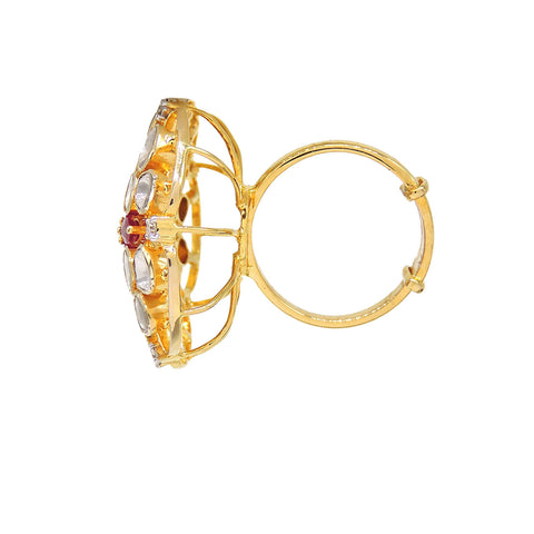 Ruby Floral Majesty Polki Ring