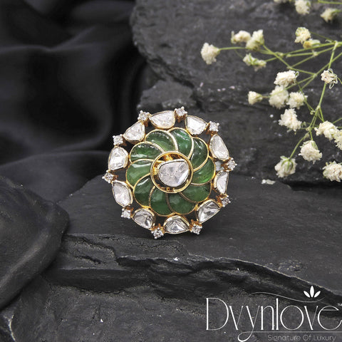 Emerald Bloom Polki Ring