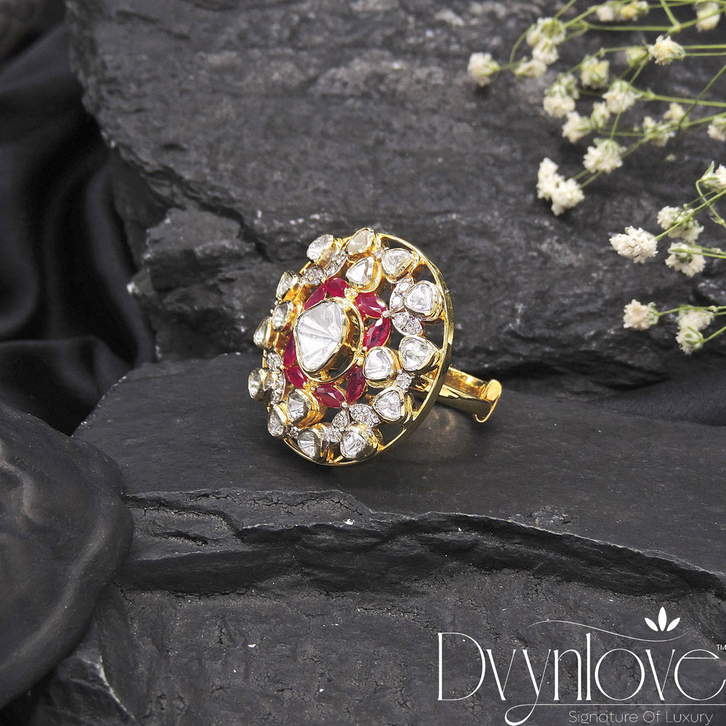 Ruby Polki Splendor Ring - Dvynlove