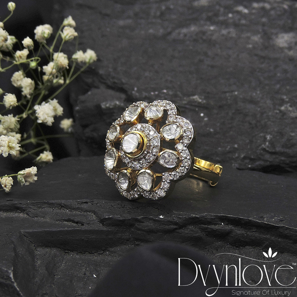 Polki Ring With Diamond