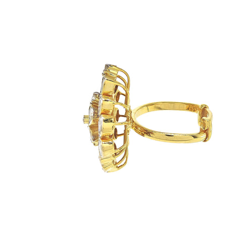 Polki Golden Lattice Ring