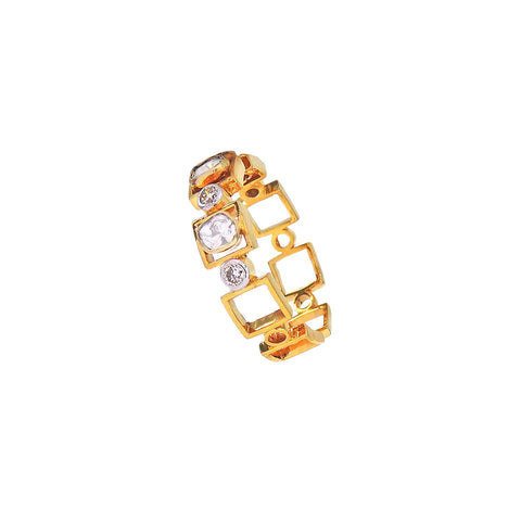 Radiant Square Gold Polki Diamond Ring
