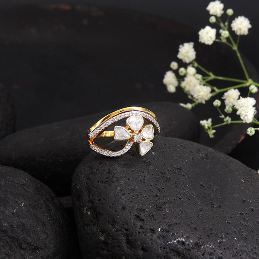 Floral Splendor Diamond & Gold Blossom Ring