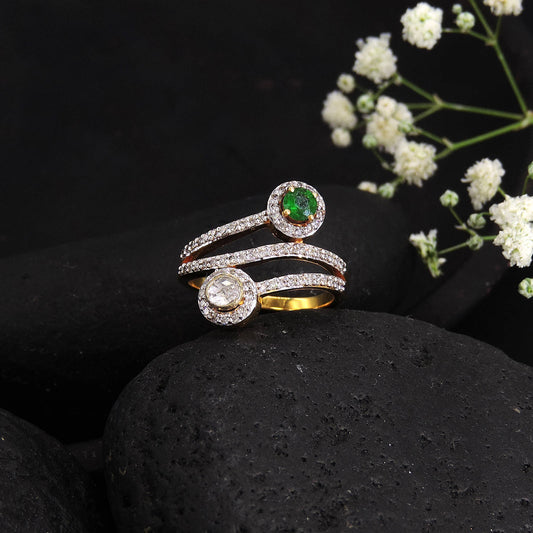 Green Majesty Polki Diamond Ring