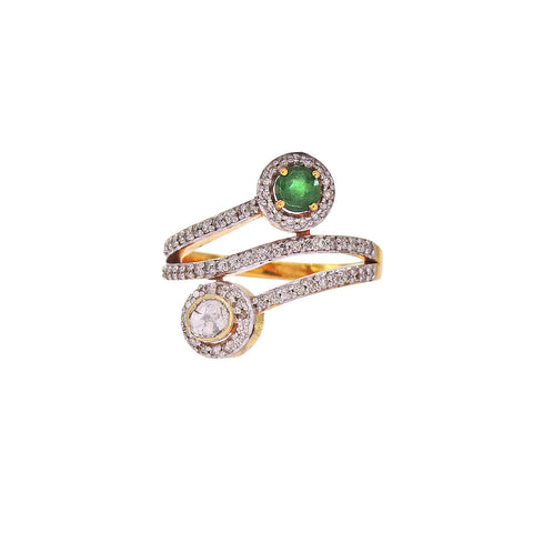 Green Majesty Polki Diamond Ring
