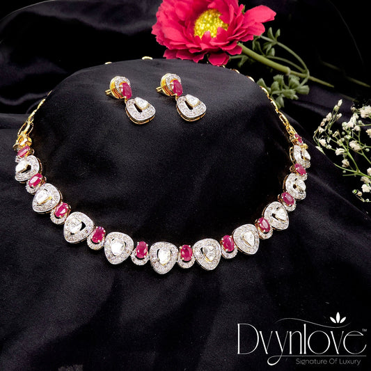 Polki Necklace With Diamond And Ruby
