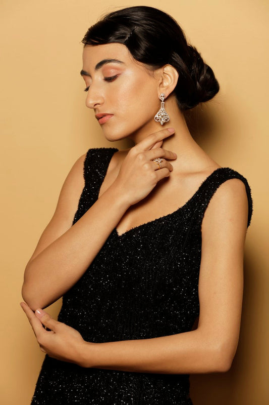 Art Deco Polki Earring With Diamond