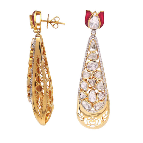 Droplet earrings with polki - Dvynlove