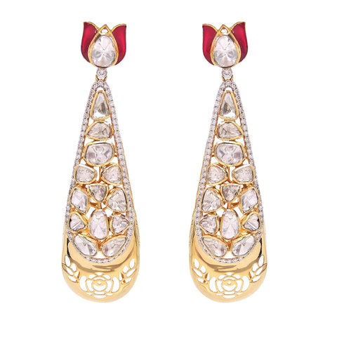 Droplet earrings with polki - Dvynlove