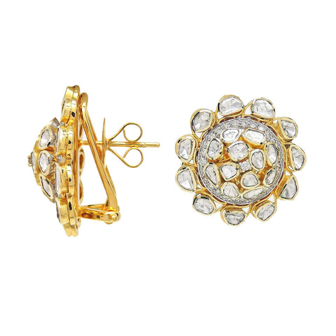 Chakari Style Diamond Polki Stud