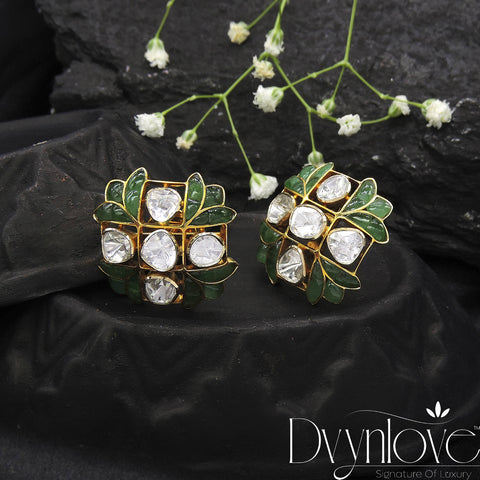 Polki Earring With Emerald