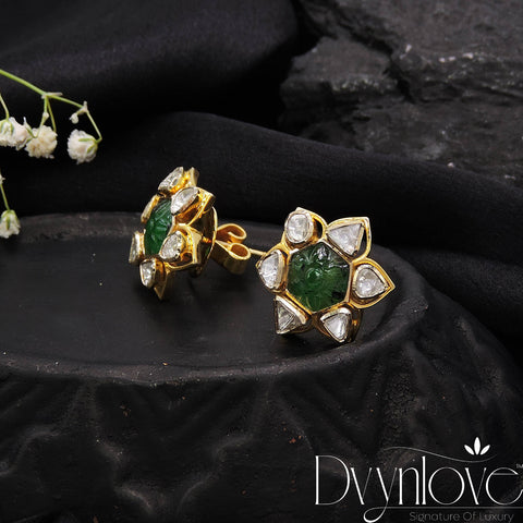 Polki Earring With Emerald